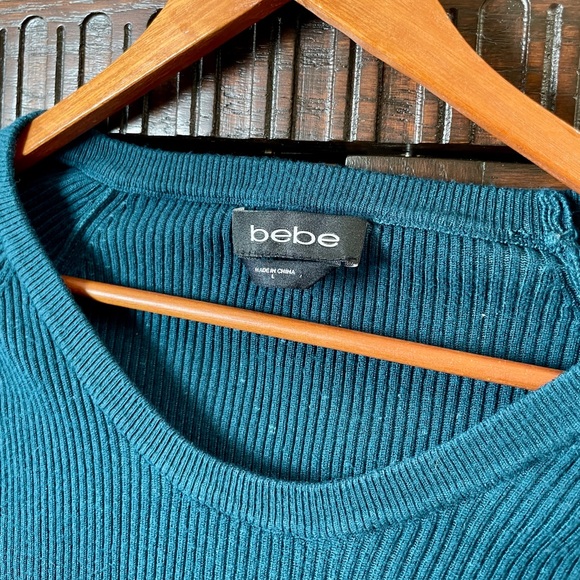 Bebé Teal Ribbed Sweater, size L - Picture 2 of 5